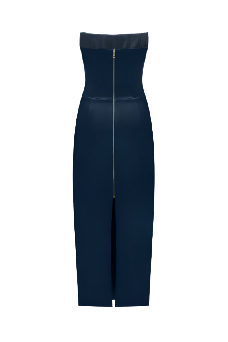TWO SIDED TIBI MIDI DRESS IN NAVY-BLUE - CULT MIA
