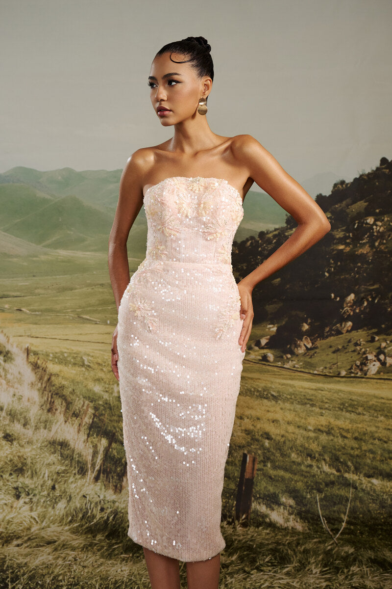 SERENA STRAPLESS SEQUIN DRESS - CULT MIA