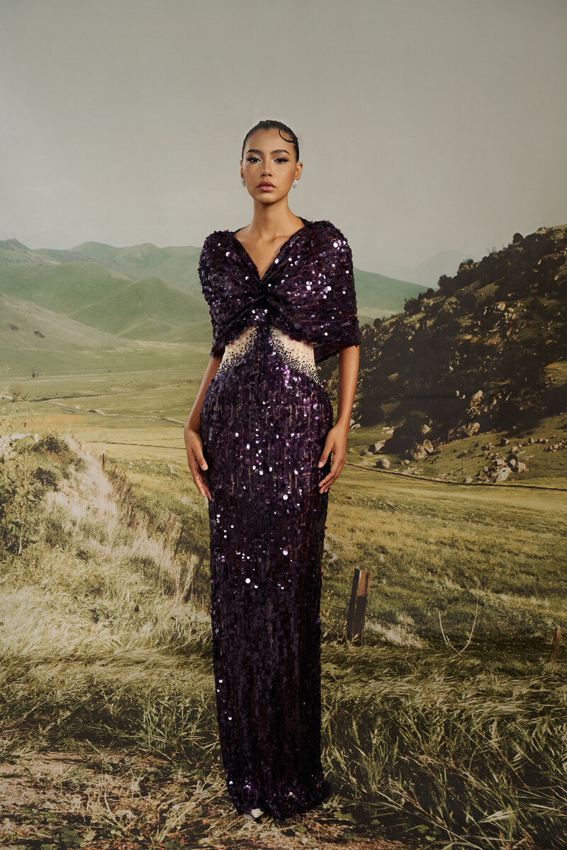VIVIENNE SEQUINED ILLUSION GOWN - CULT MIA