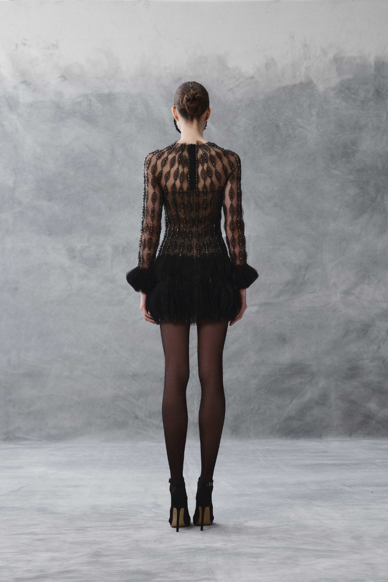 BUSTIER COCKTAIL DRESS IN BLACK - CULT MIA