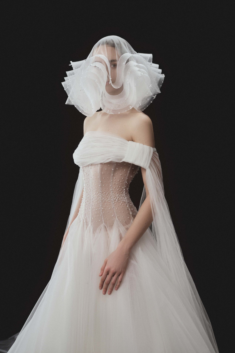 OFF-SHOULDER TULLE WEDDING DRESS IN WHITE - CULT MIA