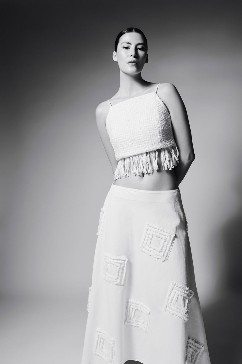SPIRAL WRAP SKIRT IN IVORY - CULT MIA