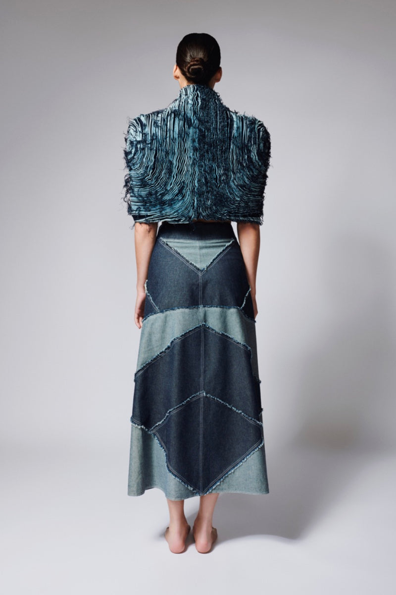 CUTS DENIM SKIRT IN BLUE - CULT MIA
