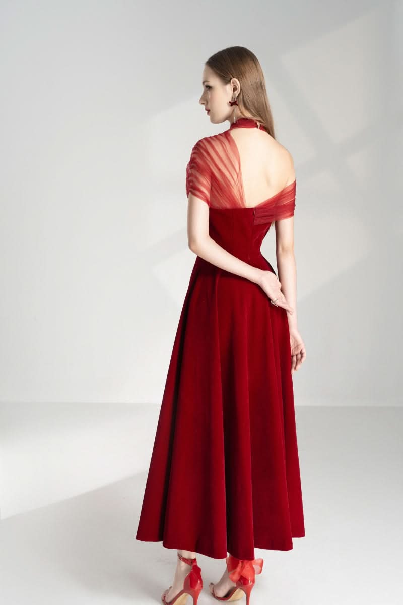 LESLIE FIT AND FLARE CROSSOVER MESH TAFFETA MIDI DRESS - CULT MIA