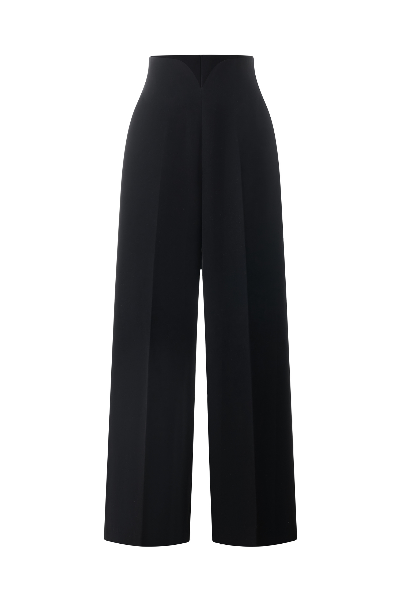 V-WAIST VELVET CREPE PANTS - CULT MIA