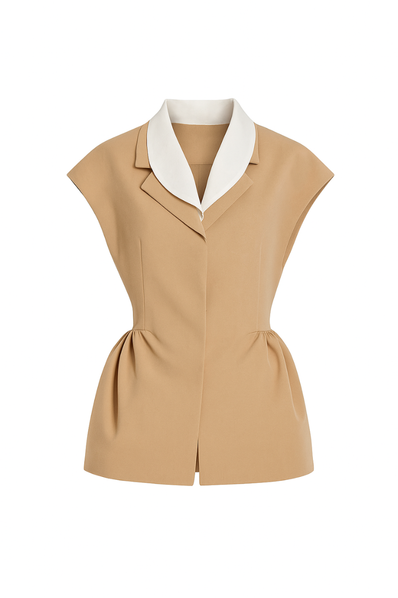 PEPLUM TOP IN MOCHA - CULT MIA