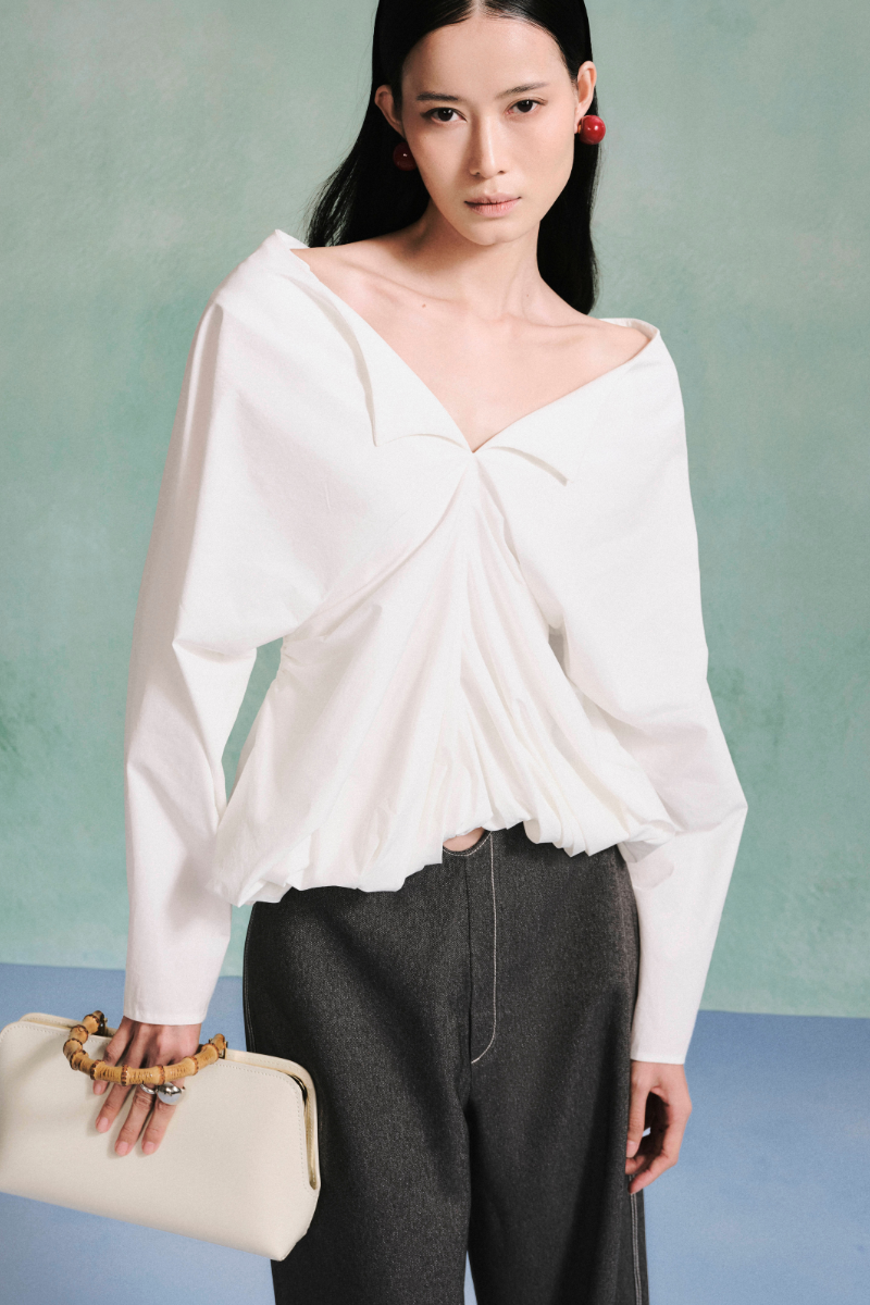 DRAPED BALLOON BLOUSE - CULT MIA