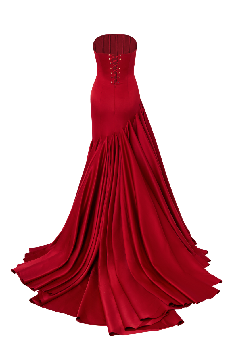 JUNIPER MERMAID STRAPLESS NECK SILK MAXI SILK GOWN - CULT MIA