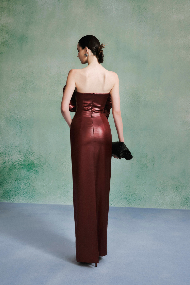GARNET SCULPTED SILK CHIFFON DRESS - CULT MIA