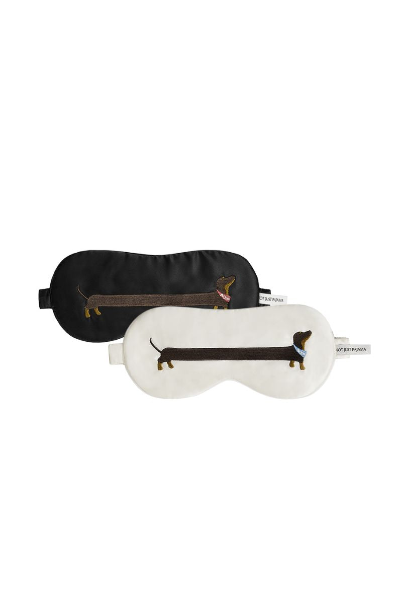 DACHSHUND DREAM SILK SLEEPING EYE MASK IN WHITE - CULT MIA