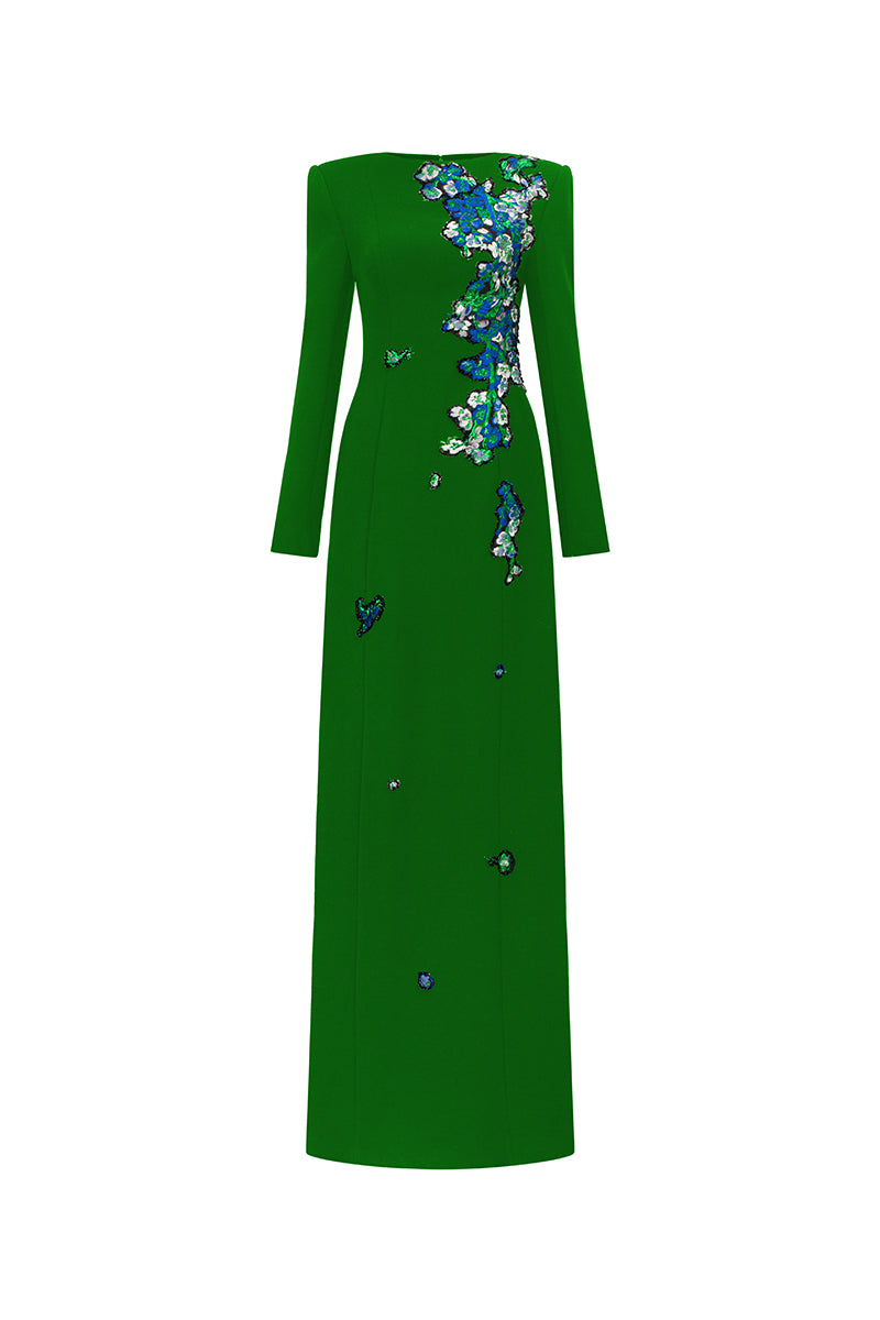 VELVET SATIN EMBROIDERED GOWN | CULT MIA | Tracy Studio VELVET SATIN EMBROIDERED GOWN | CULT MIA | Tracy Studio
