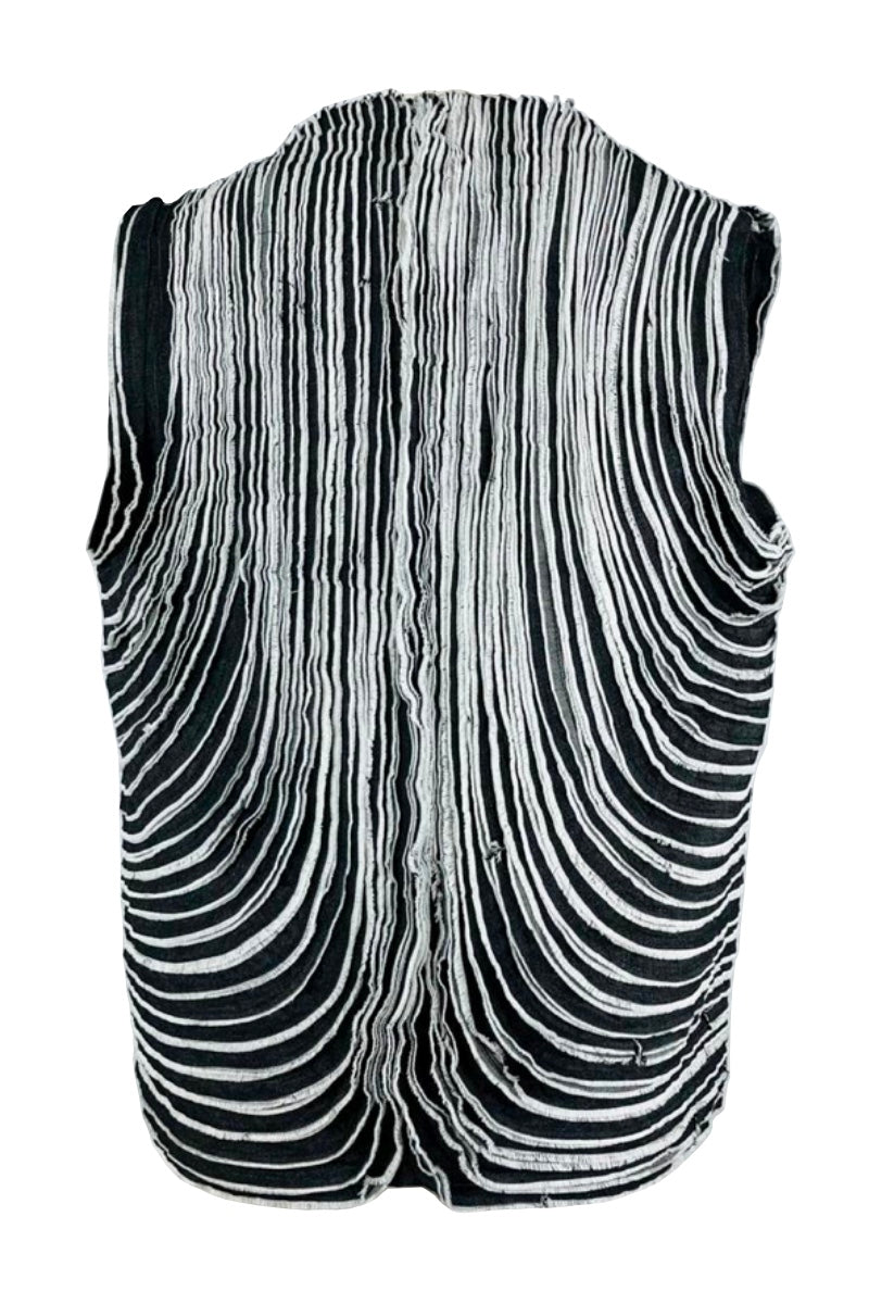 DENIM STRIP VEST IN DARK GRAY - CULT MIA