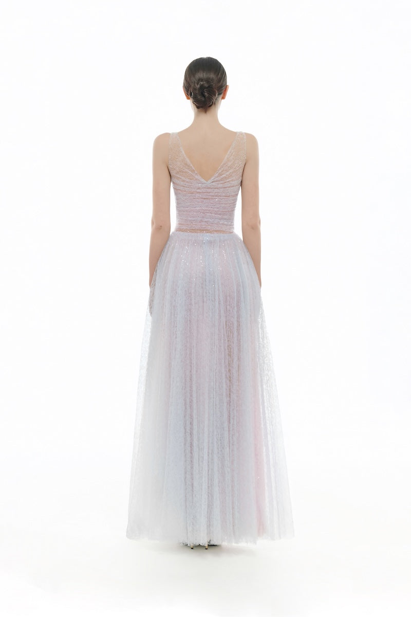 VIOLET V-NECK DRAPED MAXI DRESS - CULT MIA