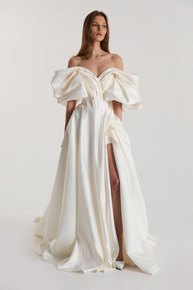OFF-WHITE VOLUME SCULPTED GOWN - CULT MIA