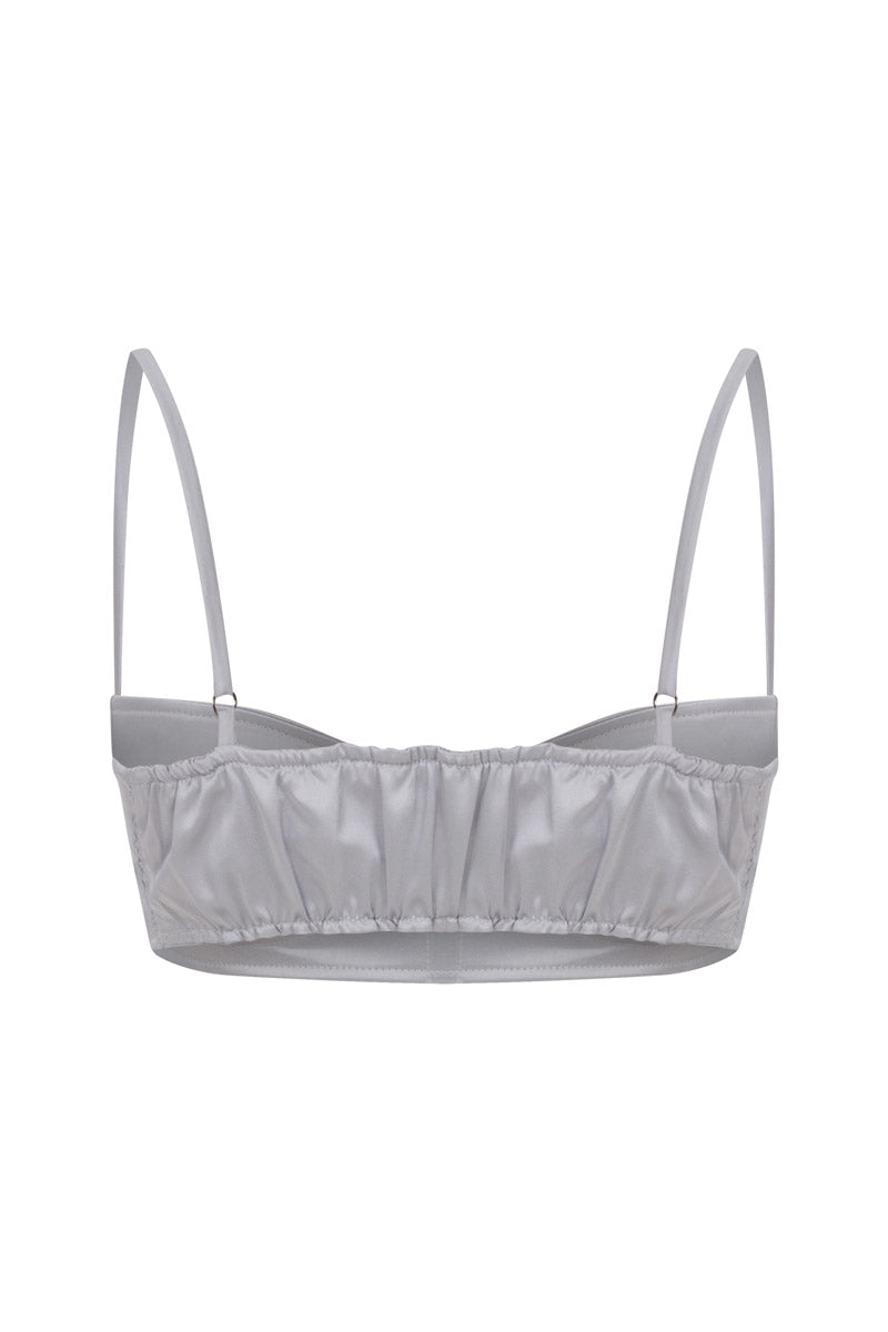 STRUCTURED SILVER SATIN BRALETTE - CULT MIA