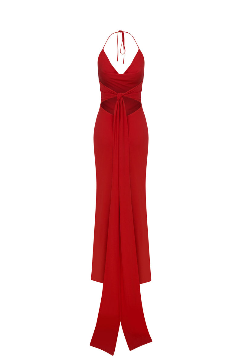 BIAS CUT DRESS WITH SASH DETAIL - CULT MIA