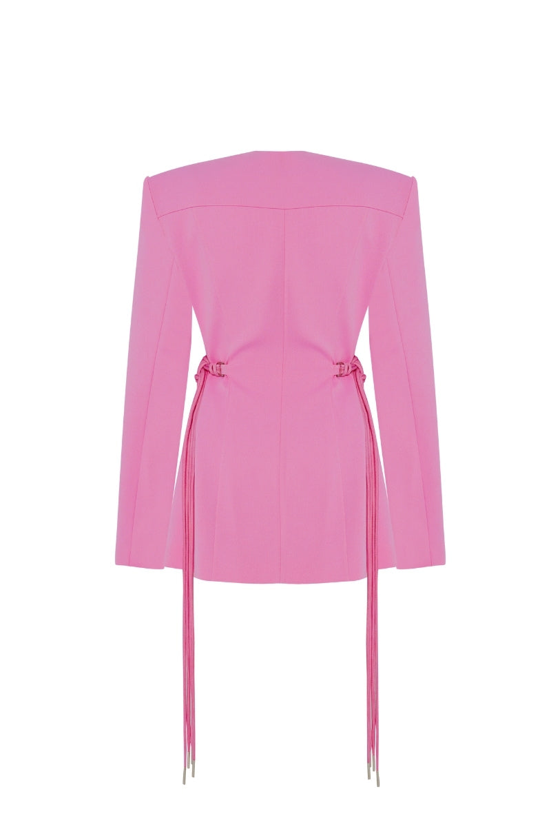 V NECK OVERSIZED JACKET IN PINK - CULT MIA