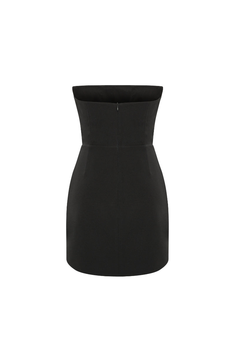 CORSET DETAILED STRAPLESS MINI DRESS IN BLACK - CULT MIA