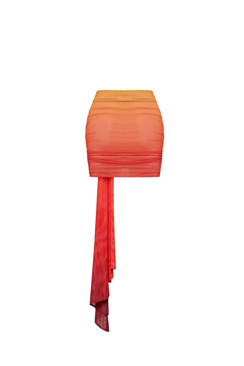 SUNSET DRAPED PRINTED TULLE SKIRT - CULT MIA