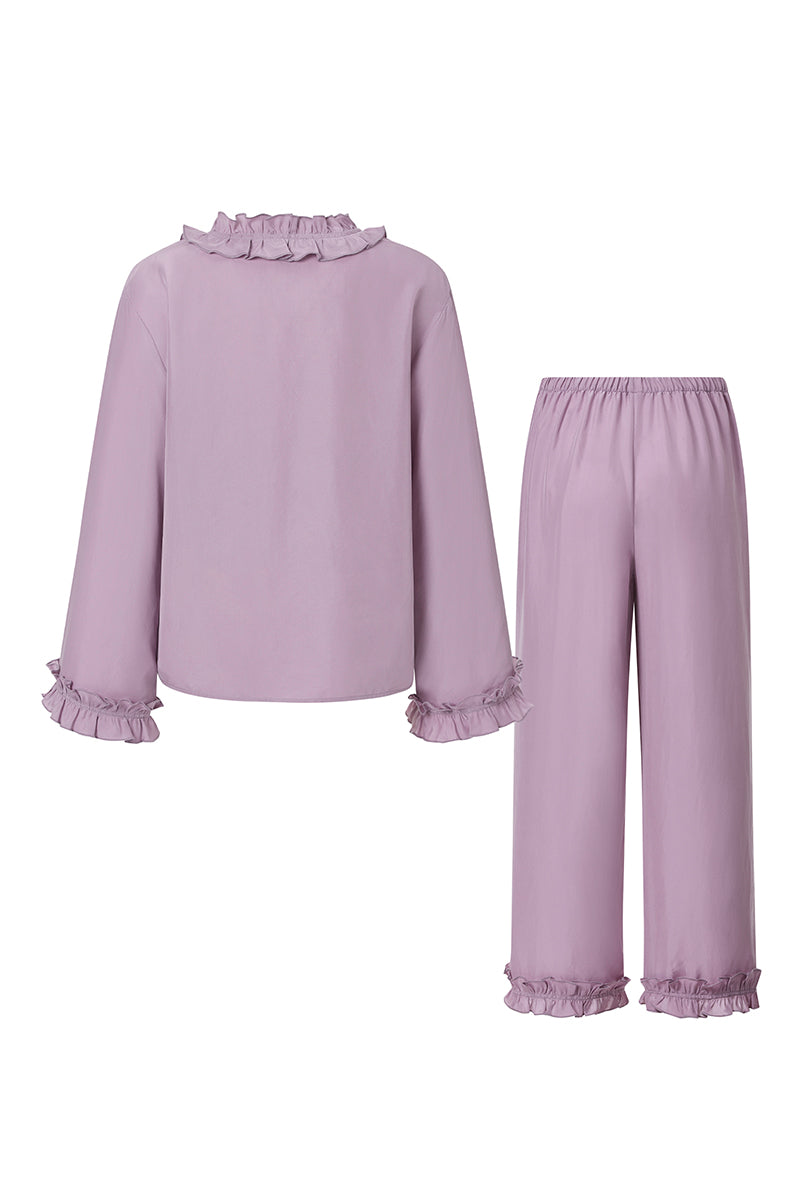 HOLIDAY IN ARLES SILK LONG SET IN PURPLE - CULT MIA