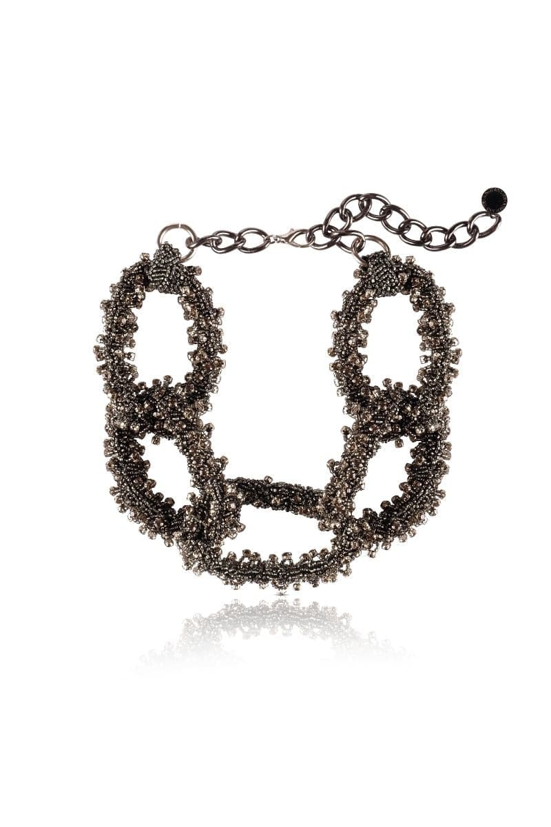 GLEAM OF NIGHT GRAY CRYSTAL CHAIN NECKLACE | Aidan & Ice | CULT MIA