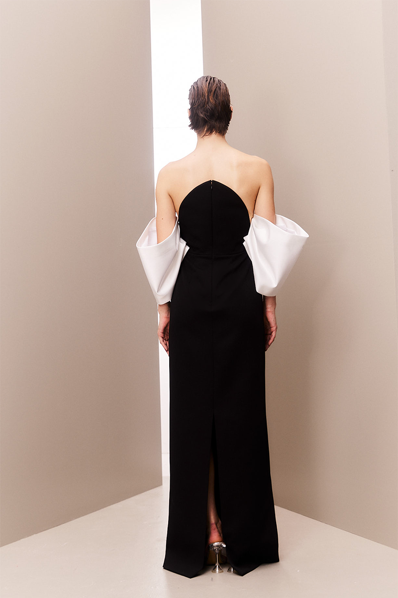 IVORY-SLEEVED CIRCULAR BODICE DRESS - CULT MIA