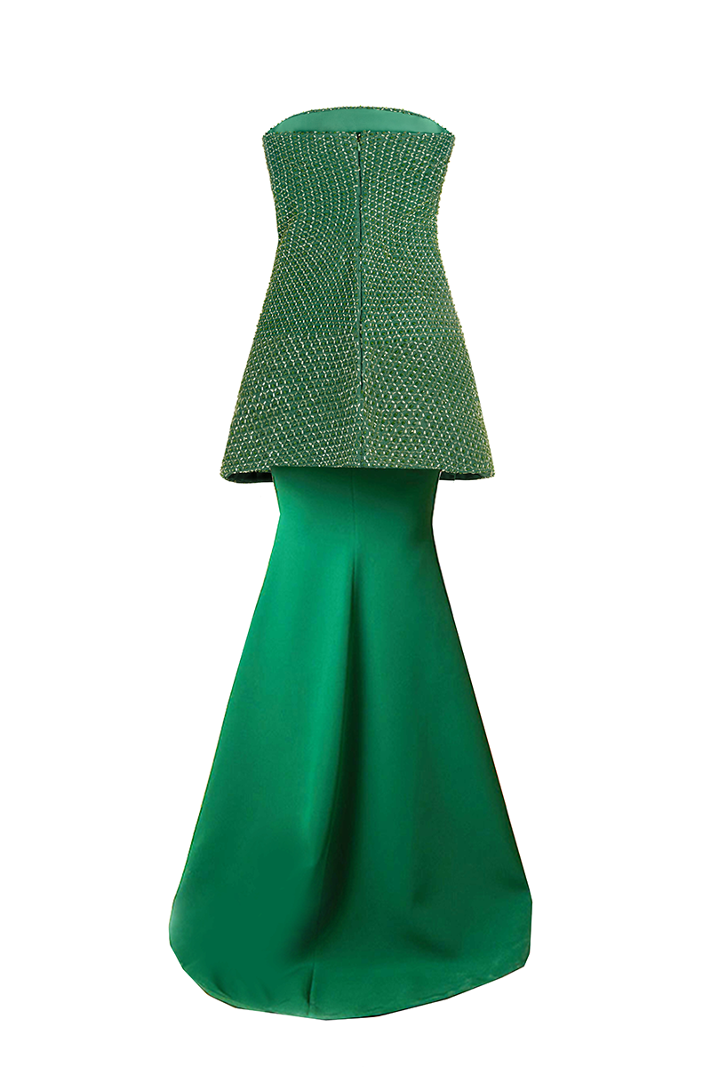 EMERALD CORSET TOP AND SKIRT SET - CULT MIA