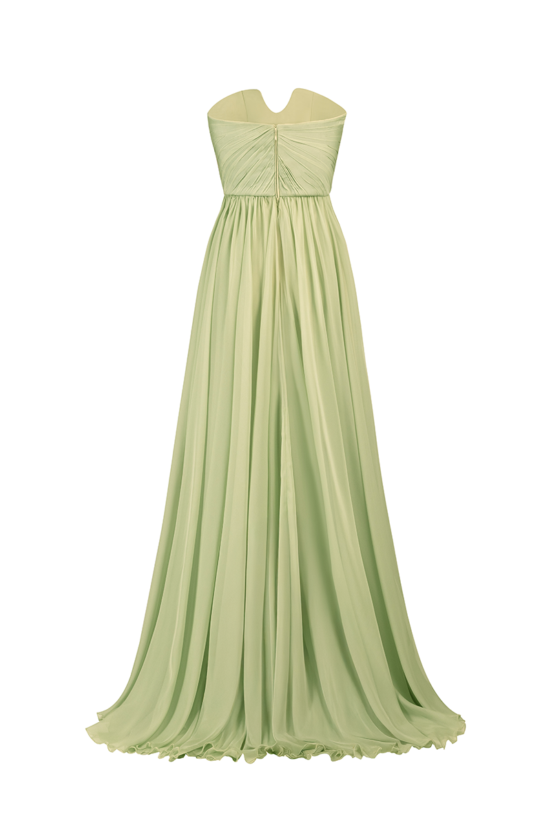 STRAPLESS GOWN IN LIGHT GREEN - CULT MIA