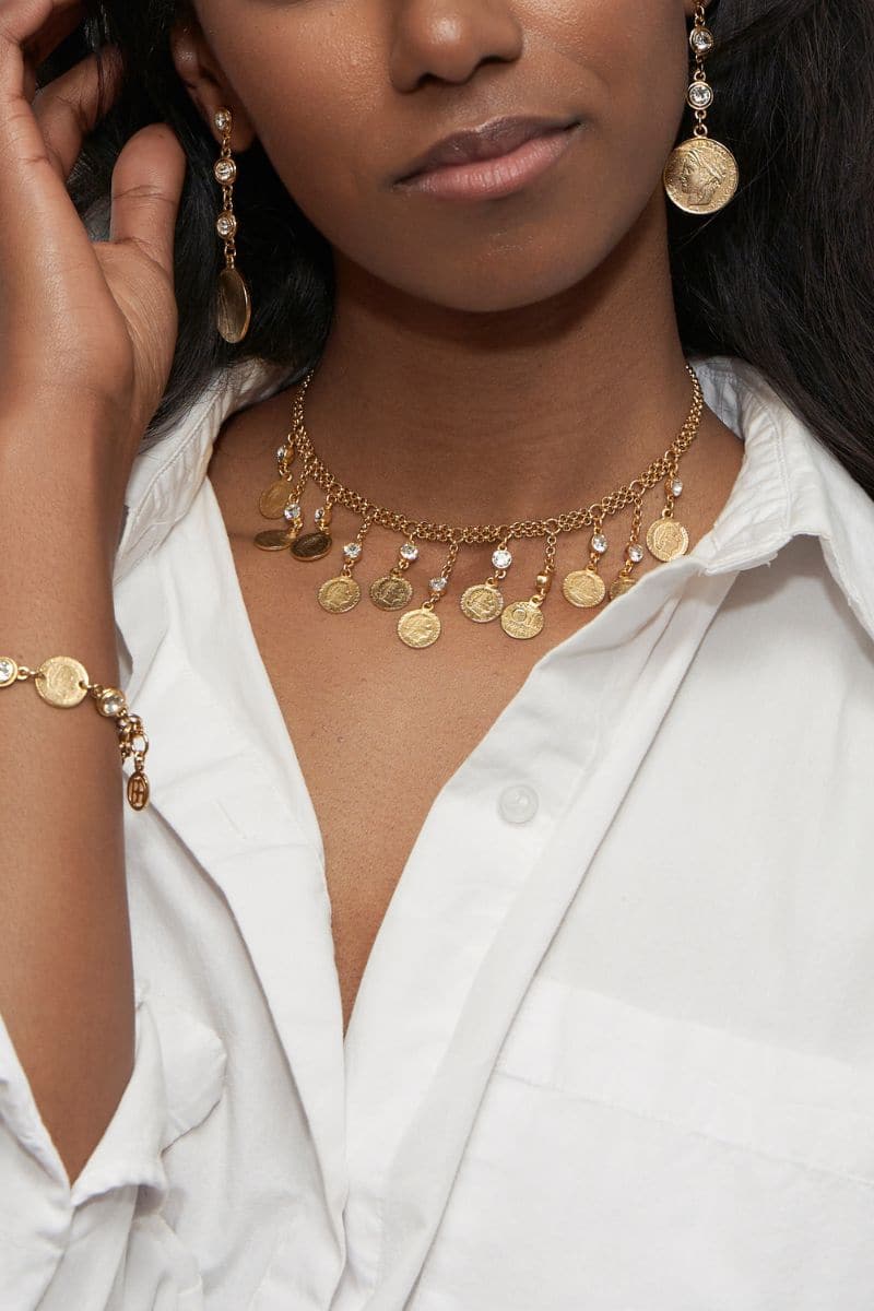 GOLD COINS AND CRYSTAL DROP EARRINGS | Ben Amun | CULT MIA