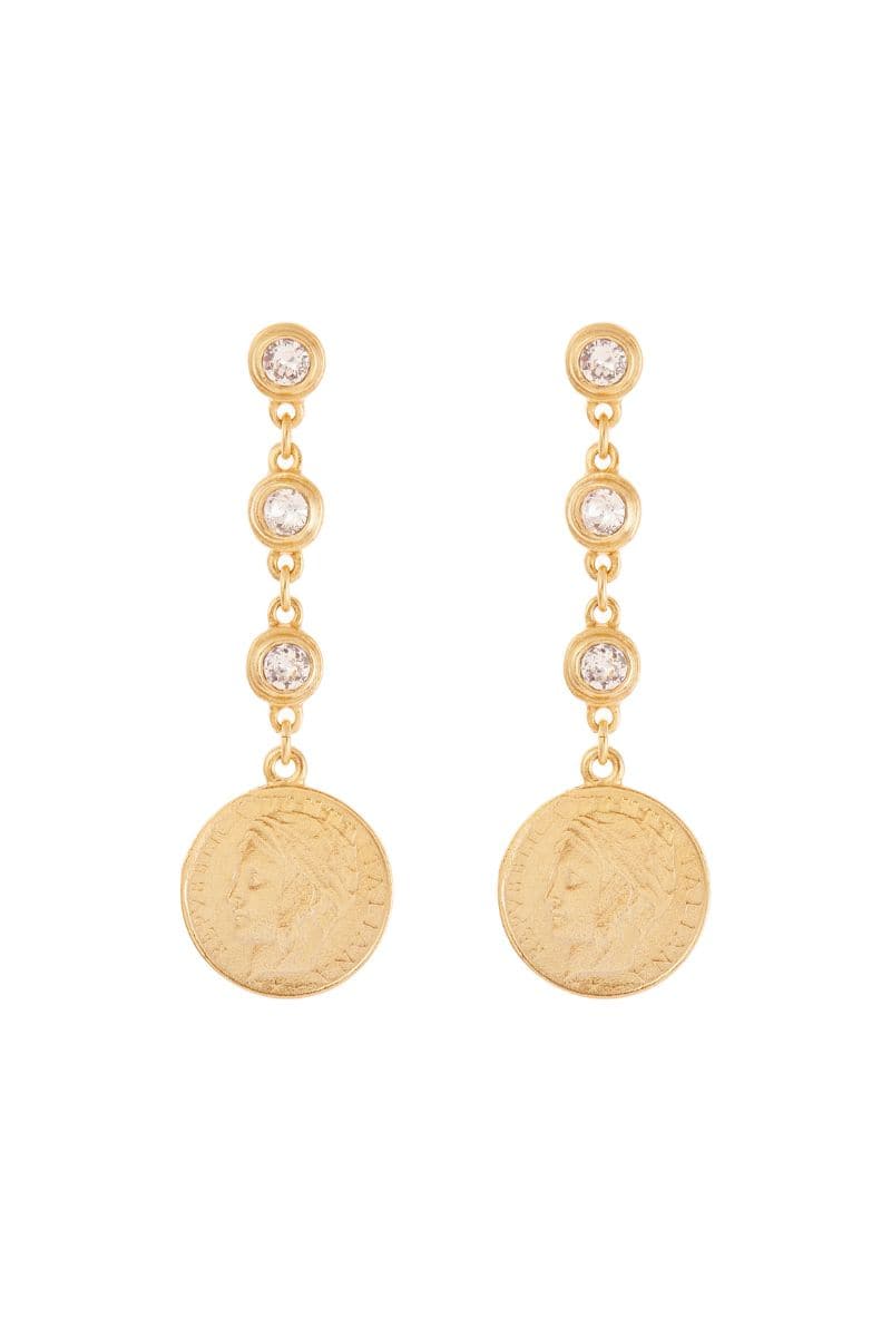 GOLD COINS AND CRYSTAL DROP EARRINGS | Ben Amun | CULT MIA