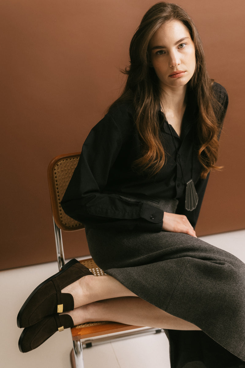LOAFERS BRINNEY IN BROWN SUEDED CALFSKIN - CULT MIA