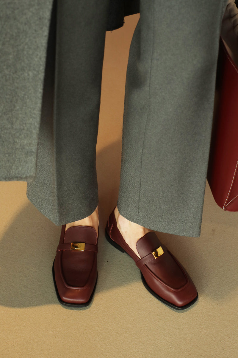 LOAFERS BRINNEY IN BURGUNDY LEATHER - CULT MIA
