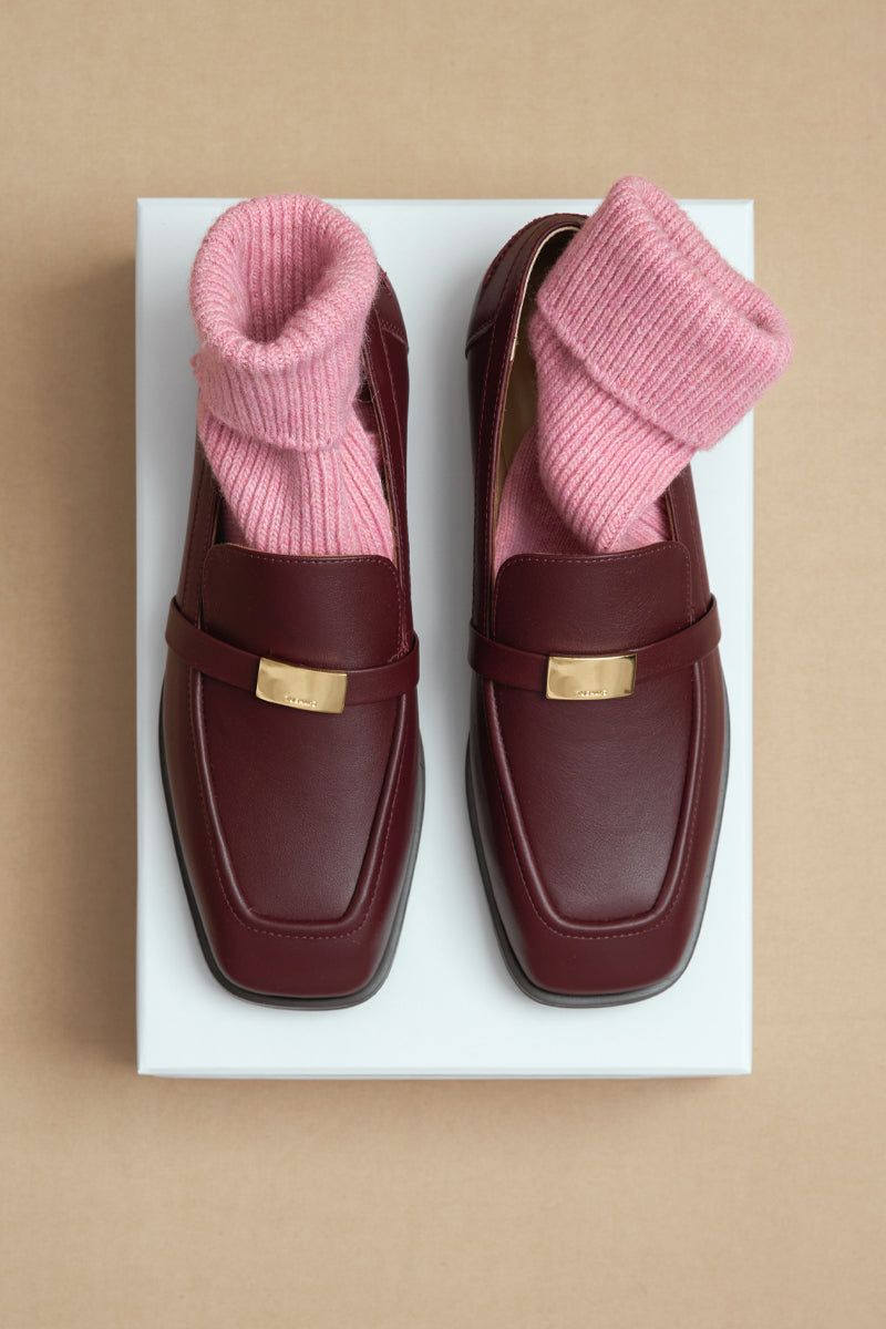 LOAFERS BRINNEY IN BURGUNDY LEATHER - CULT MIA