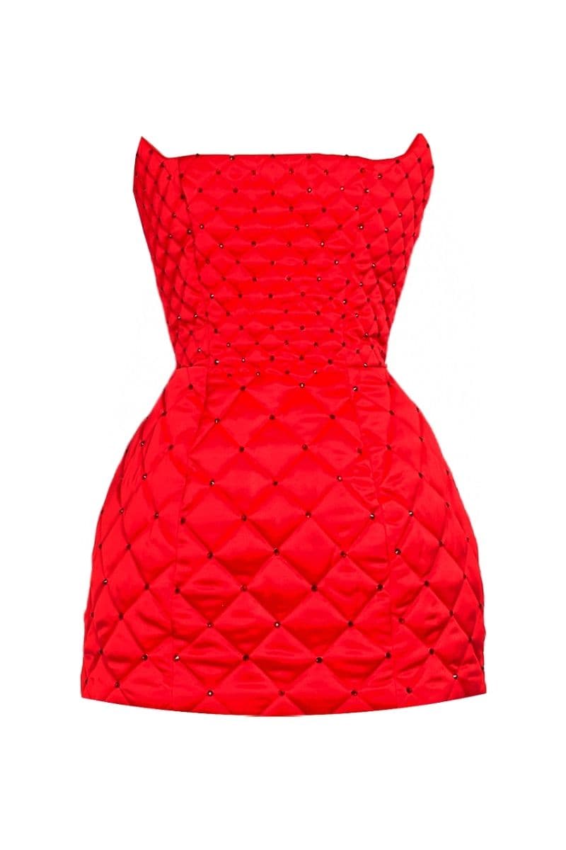 RED QUILTED MINI DRESS | Compte Spain | CULT MIA