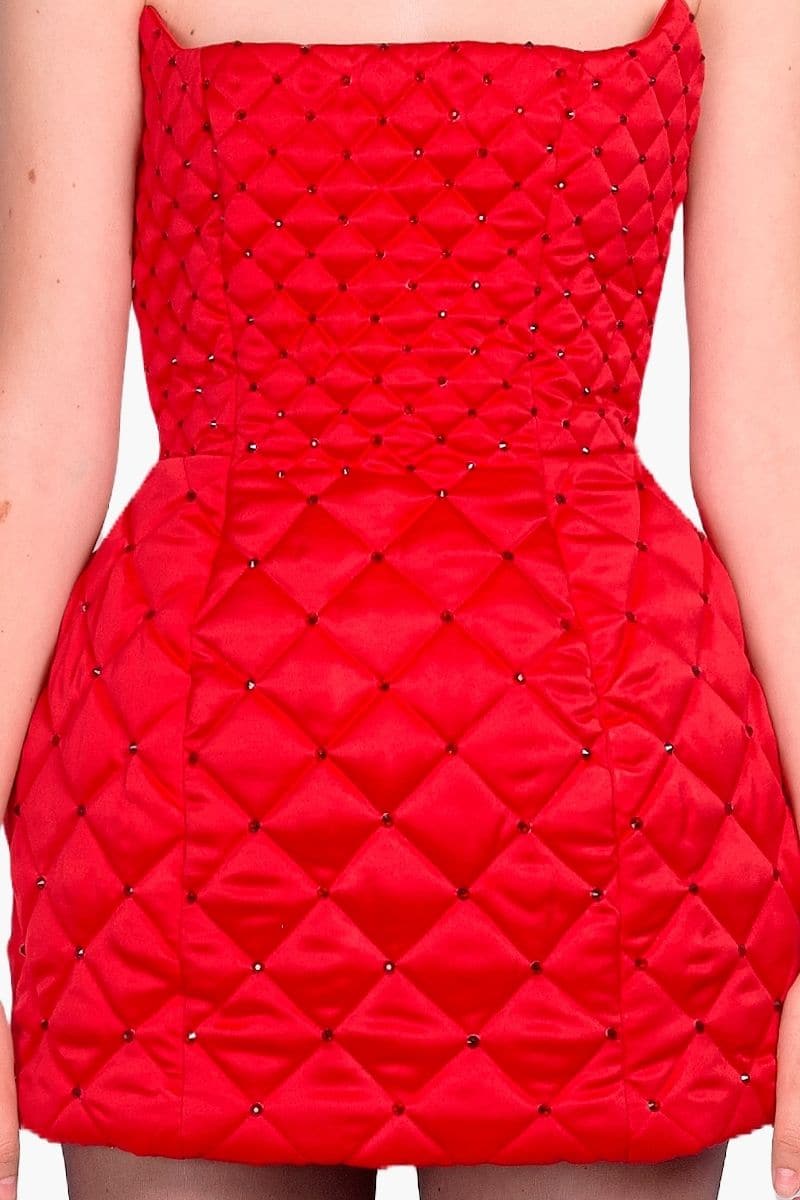 RED QUILTED MINI DRESS | Compte Spain | CULT MIA
