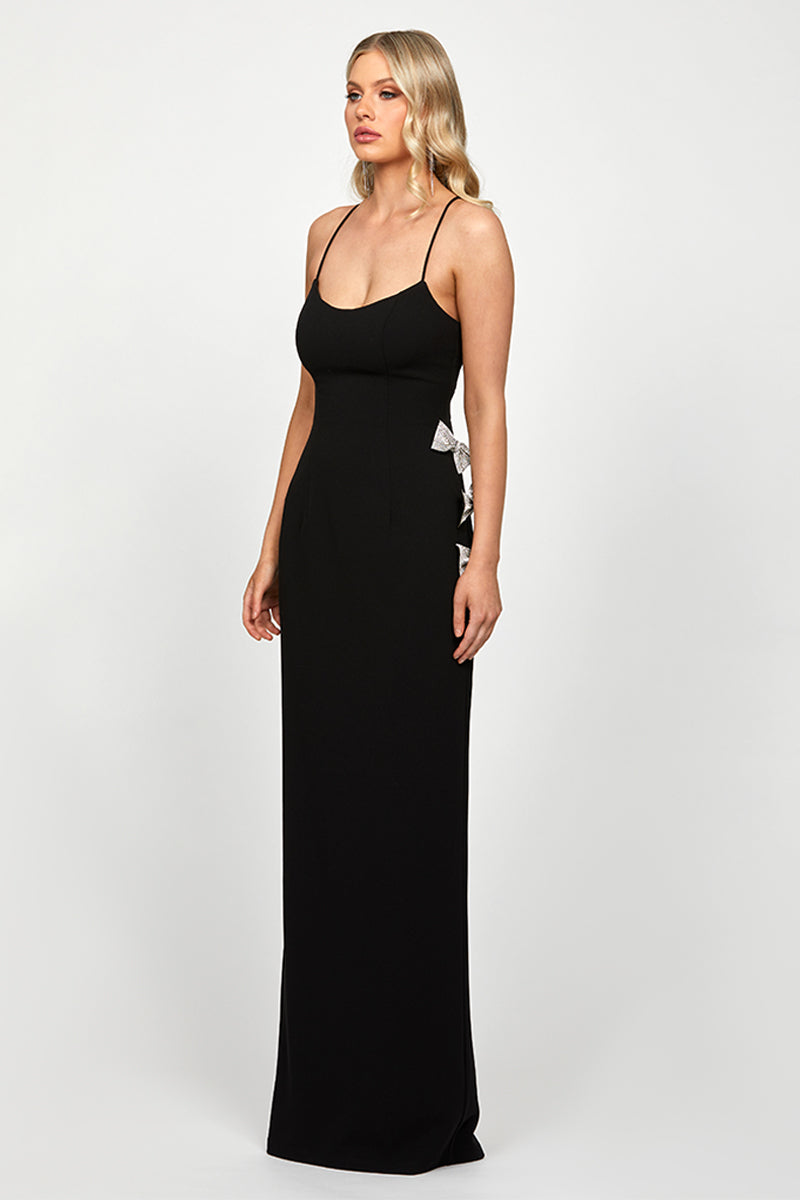 DERRY SCOOPED BOW GOWN IN BLACK - CULT MIA