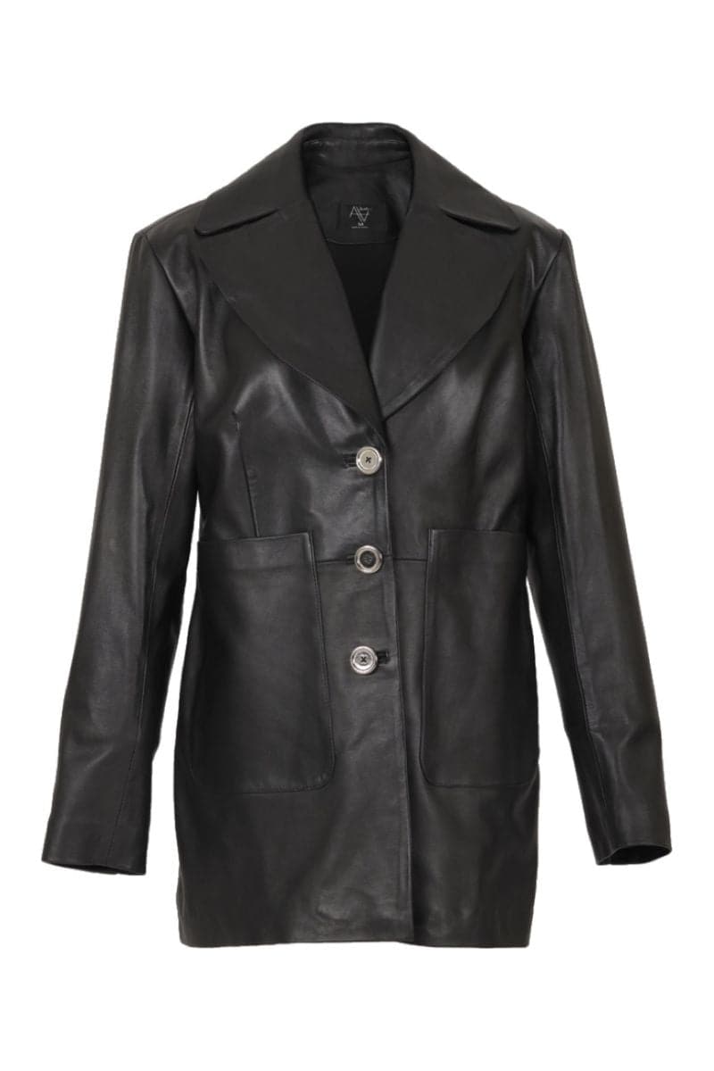 BLACK EZRA LEATHER BLAZER | Double A | CULT MIA