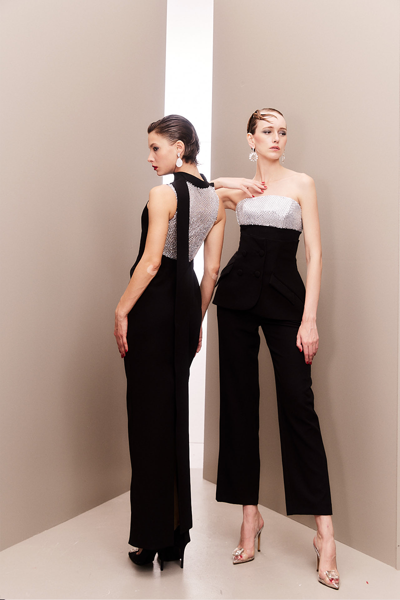 CRYSTAL EMBELLISHED THREE-PIECE ENSEMBLE - CULT MIA