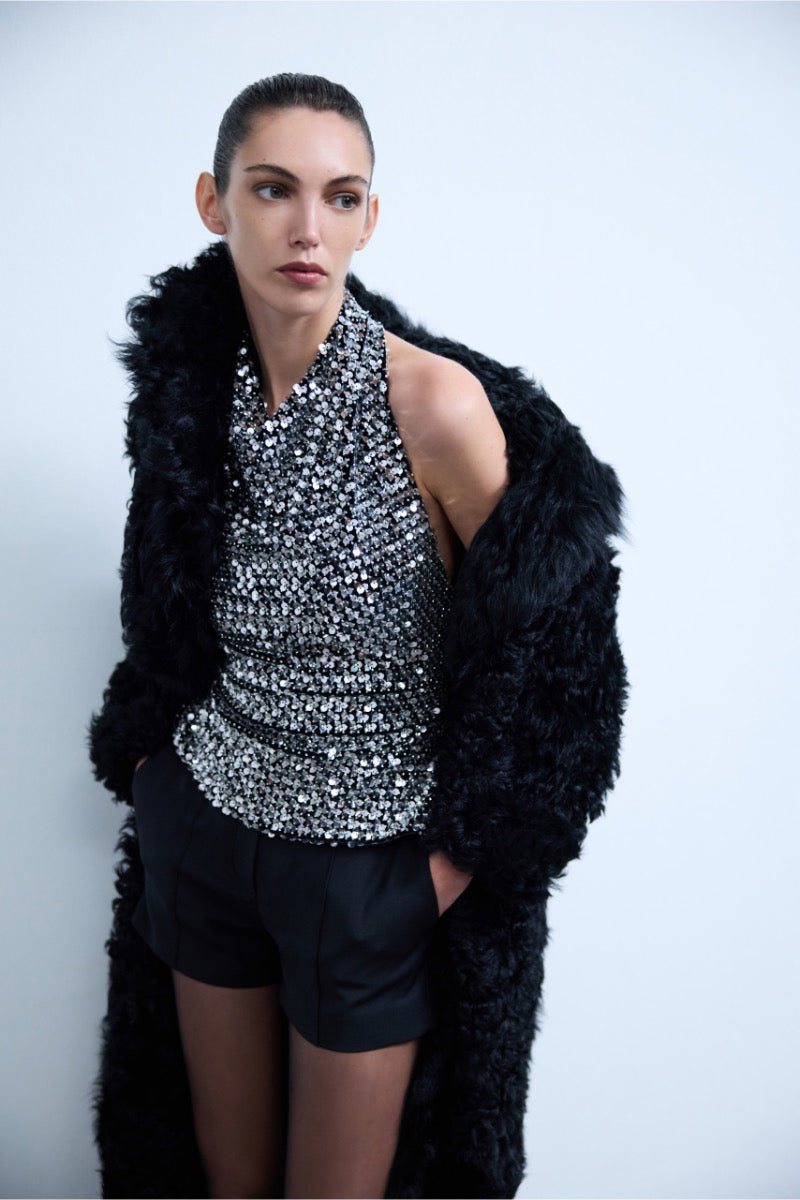 ELLY BACKLESS SEQUIN TOP - CULT MIA