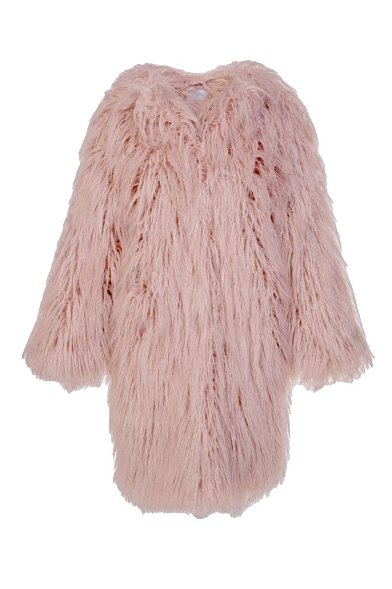 FLUFFY LIGHT PINK FAUX FUR COAT | Fortini | CULT MIA