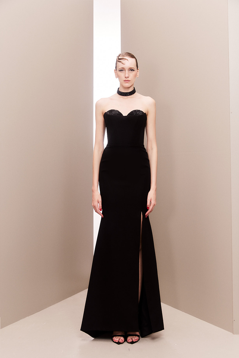 EMBELLISHED NOIR CORSET GOWN - CULT MIA