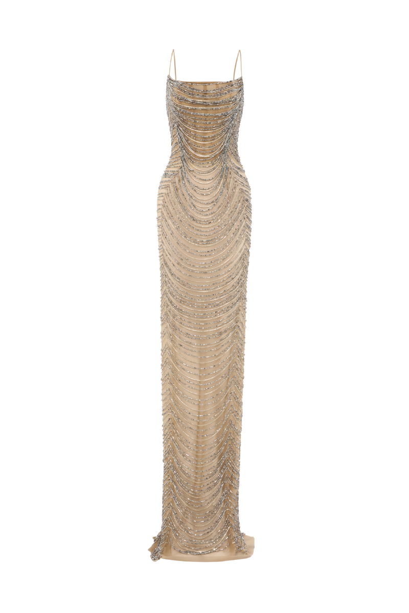 CHAMPAGNE ILLUSION GOWN | CULT MIA | CEM CHAMPAGNE ILLUSION GOWN | CULT MIA | CEM