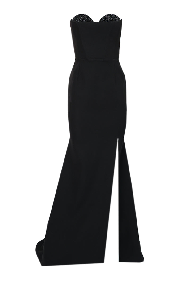 EMBELLISHED NOIR CORSET GOWN - CULT MIA
