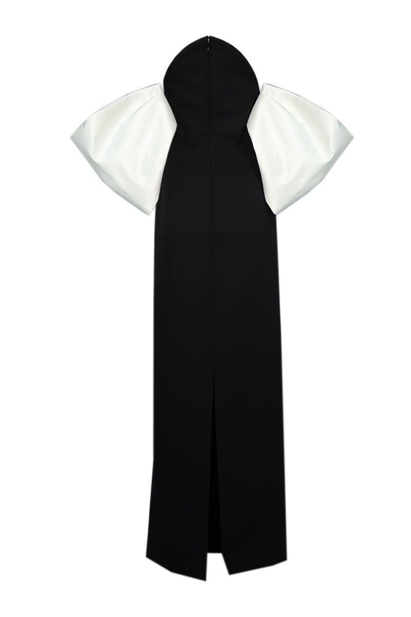 IVORY-SLEEVED CIRCULAR BODICE DRESS - CULT MIA