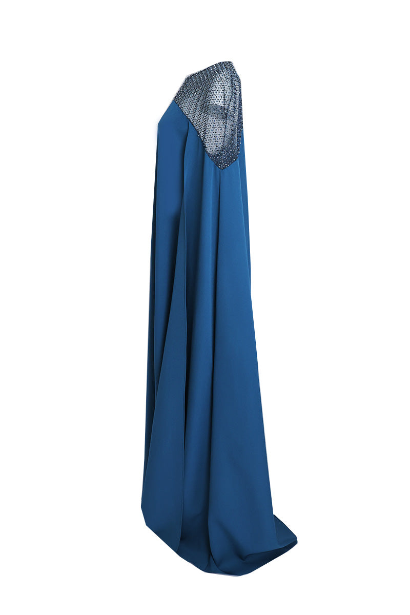 REGAL EMBROIDERED MAXI DRESS IN PETROL - CULT MIA
