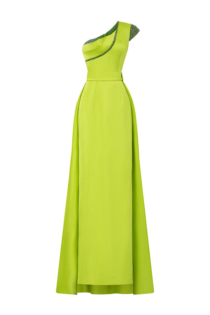 ONE-SHOULDER DRESS WITH ASYMMETRICAL BURST PLEATS | CULT MIA | I.H.F ONE-SHOULDER DRESS WITH ASYMMETRICAL BURST PLEATS | CULT MIA | I.H.F