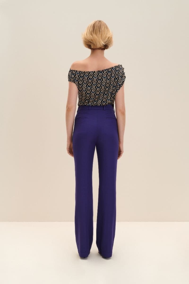 PERSIAN INDIGO TAILORED FLARED PANTS | JAAF | CULT MIA