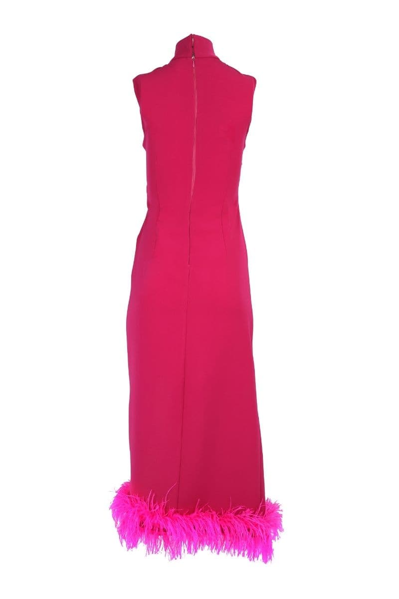 TWIST KNOT HALTERNECK FEATHER MIDI DRESS | Joanna Andraos | CULT MIA