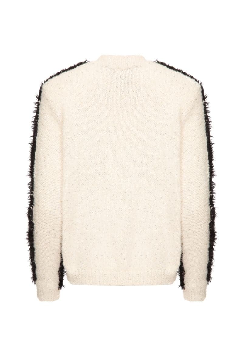 FLUFFY GOLD BUTTON WHITE SWEATER | Lalo | CULT MIA