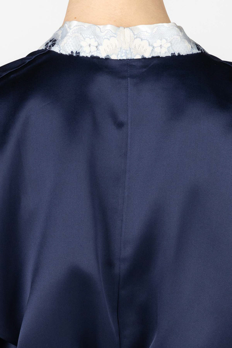 MARISA CHARMING SILK KIMONO WRAP JACKET IN EVENING BLUE - CULT MIA